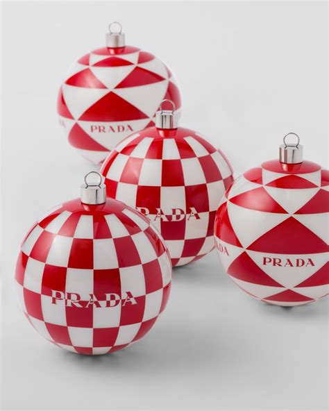 prada christmas bulbs|White/platinum Glass Christmas Ornament Set .